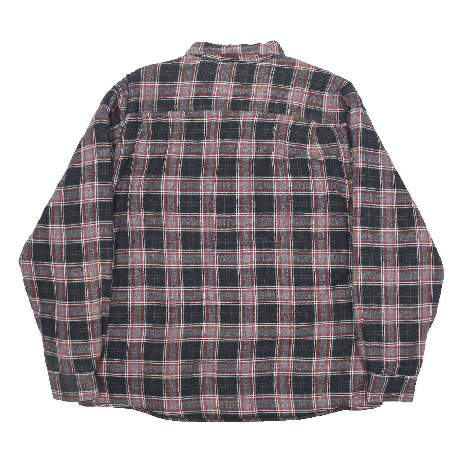 WRANGLER Fleece Lined Mens Black & Red Checked Shirt XL Cotton Long Sleeve