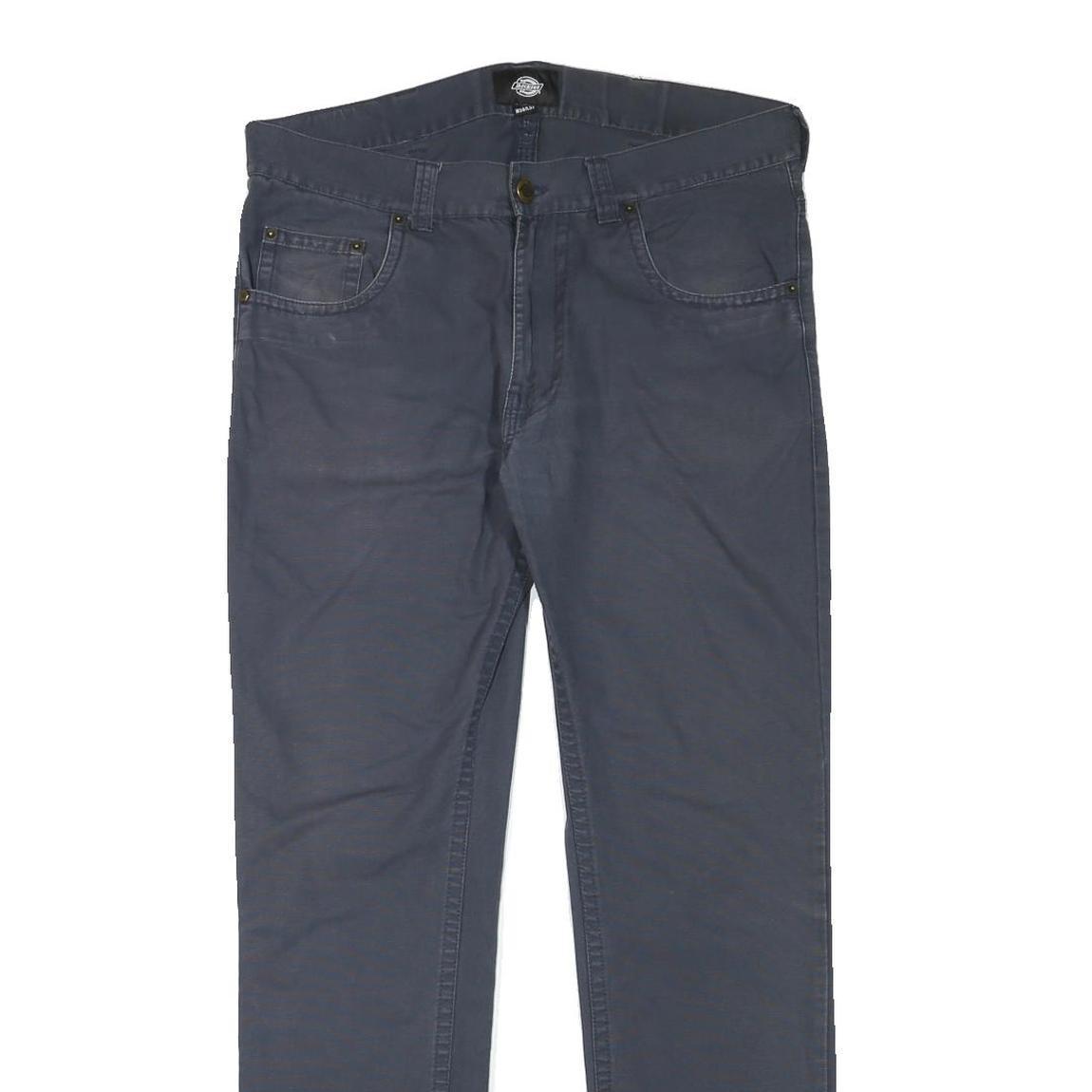 DICKIES Mens Regular Fit Navy Cotton Blend Straight Trousers W34 L31 Workwear