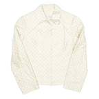 Womens Cream Jacquard Button Jacket S Polyester Blend Classic Stylish
