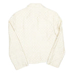 Womens Cream Jacquard Button Jacket S Polyester Blend Classic Stylish