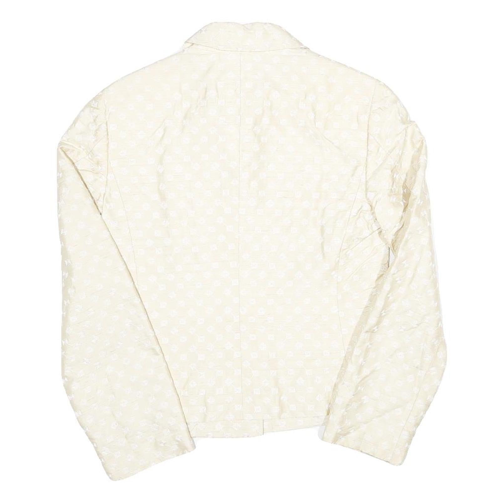 Womens Cream Jacquard Button Jacket S Polyester Blend Classic Stylish