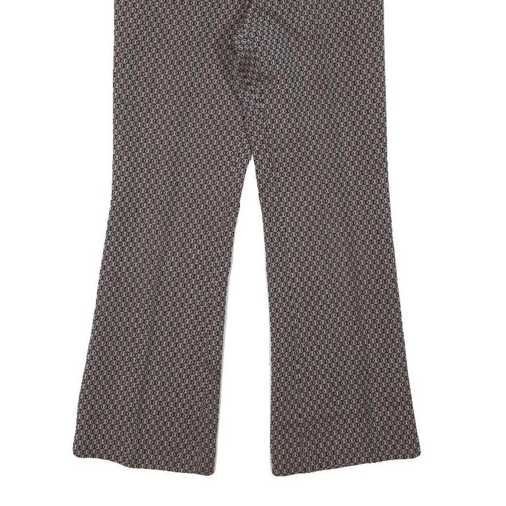 TREVIRA Womens Wool Blend Brown Regular Flared Trousers W24 L25 Stylish Comfort