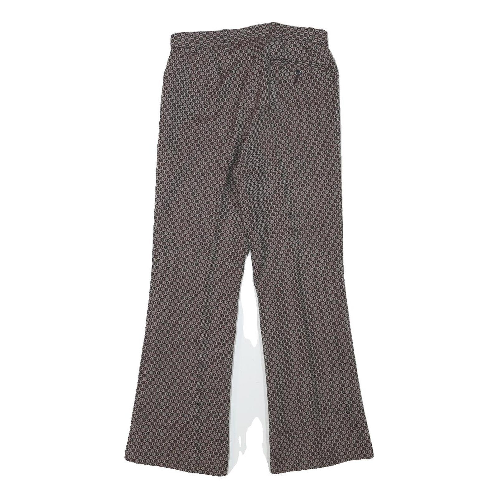 TREVIRA Womens Wool Blend Brown Regular Flared Trousers W24 L25 Stylish Comfort