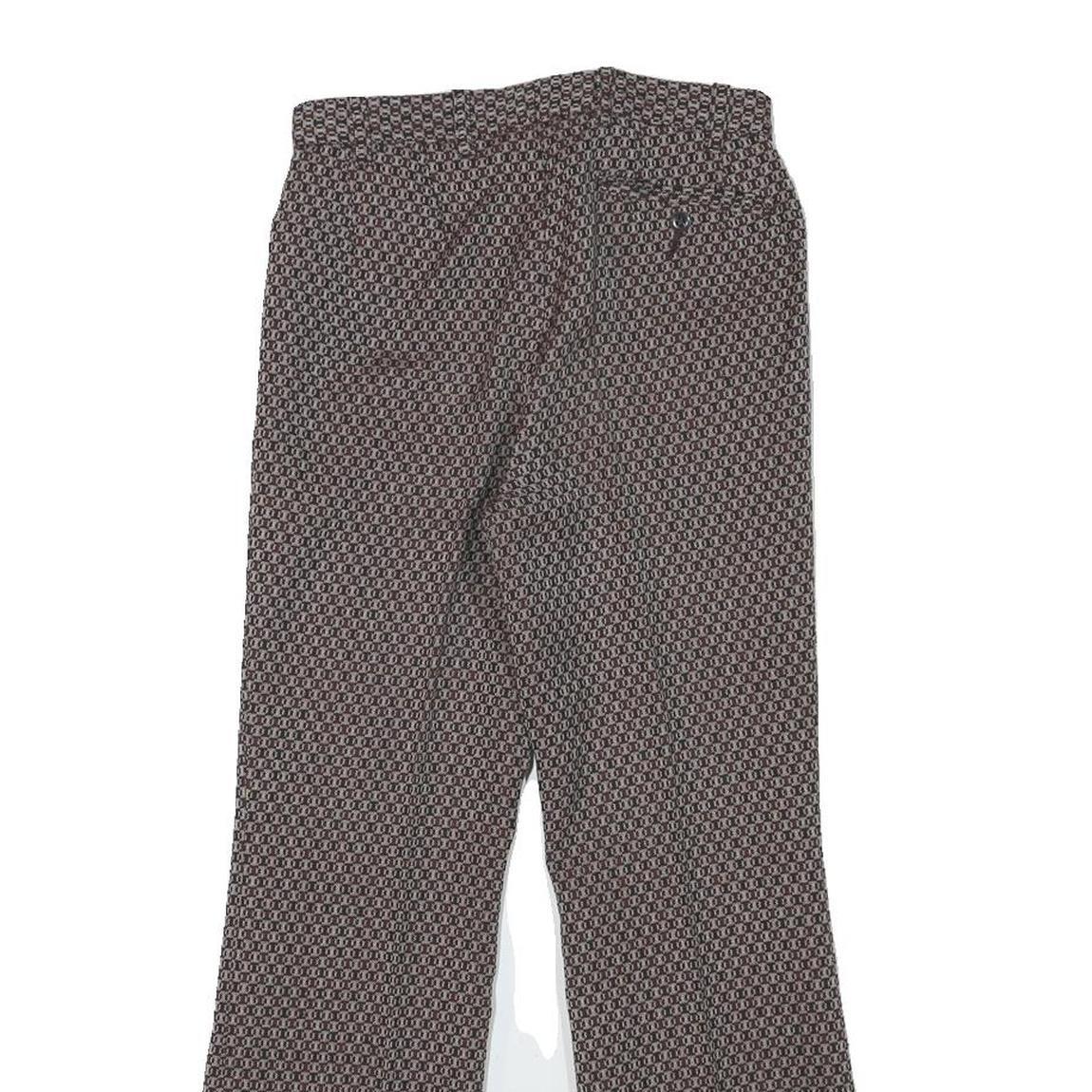 TREVIRA Womens Wool Blend Brown Regular Flared Trousers W24 L25 Stylish Comfort