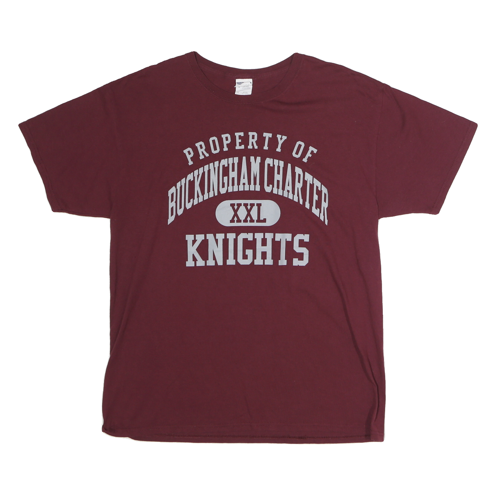 JERZEES Mens Maroon Property Of Buckingham Charter Knights Graphic T-Shirt L