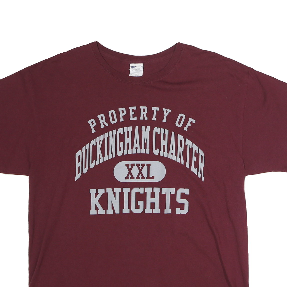 JERZEES Mens Maroon Property Of Buckingham Charter Knights Graphic T-Shirt L