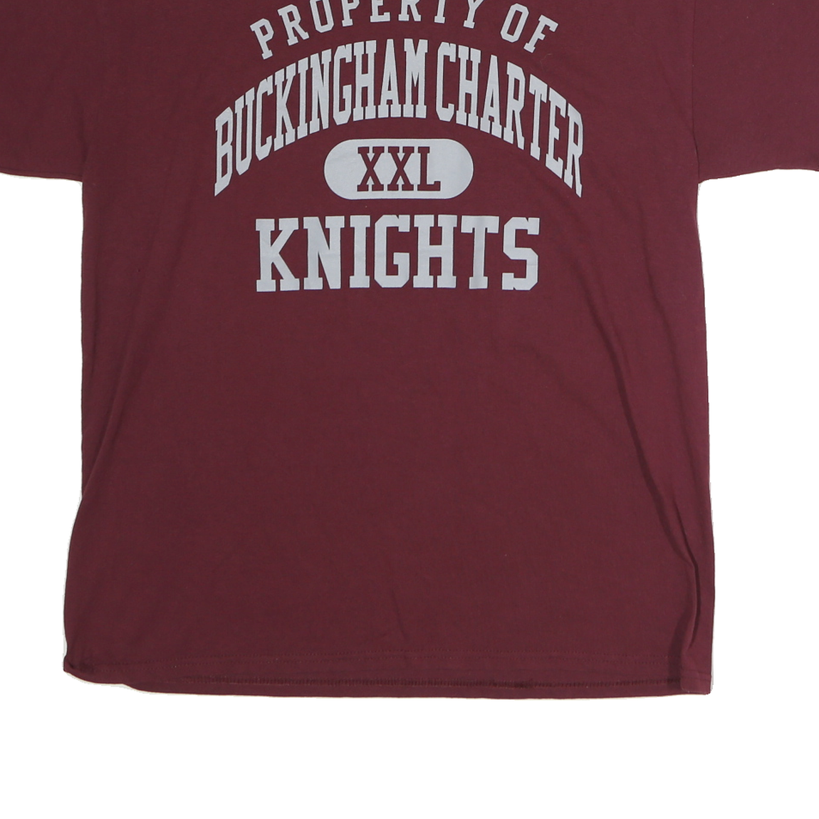 JERZEES Mens Maroon Property Of Buckingham Charter Knights Graphic T-Shirt L