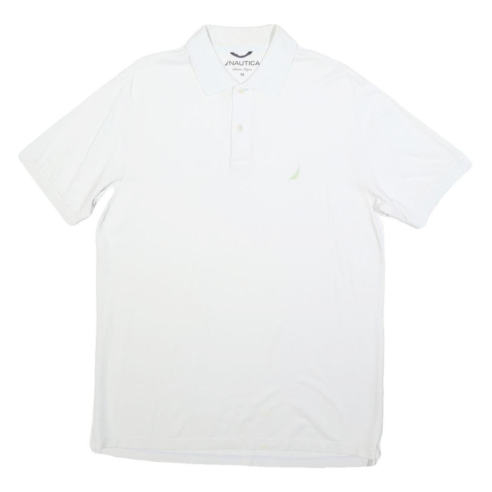 NAUTICA Mens White Short Sleeve Plain Polo Shirt M Classic Cotton Blend