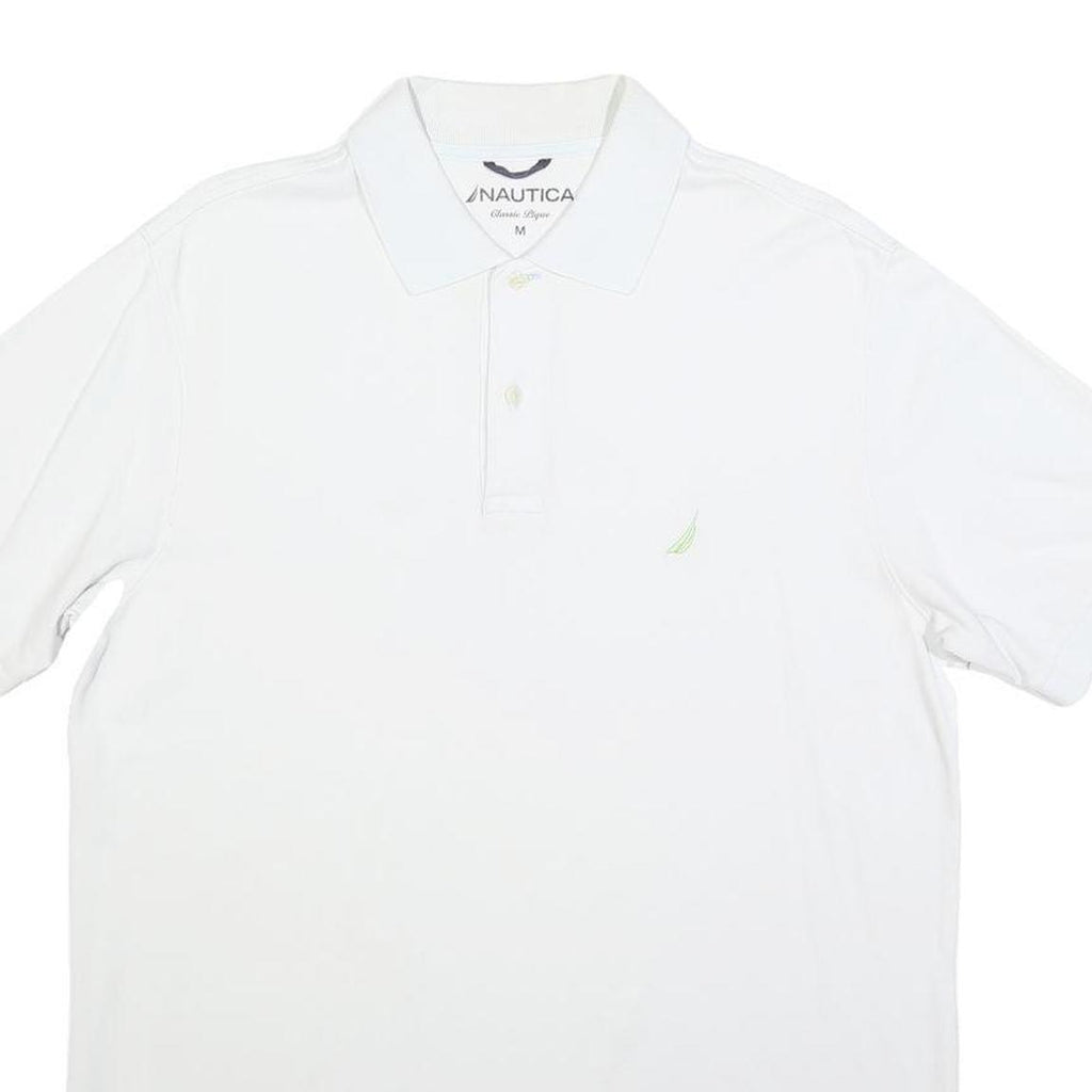 NAUTICA Mens White Short Sleeve Plain Polo Shirt M Classic Cotton Blend