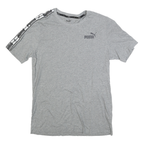 PUMA Mens Grey Slogan Tape Logo Graphic T-Shirt S Short Sleeve Crew Neck Casual