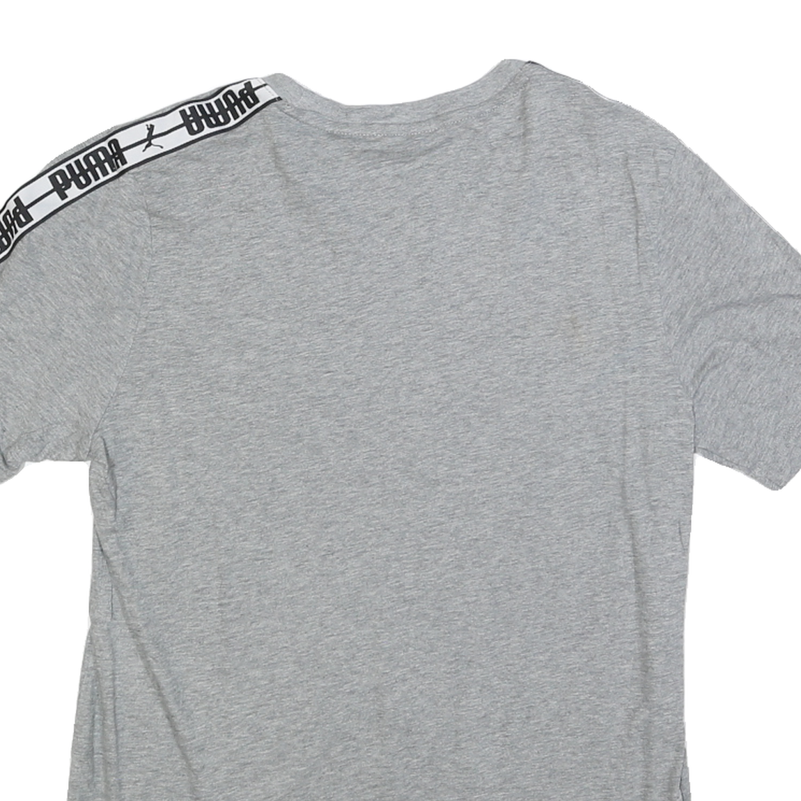 PUMA Mens Grey Slogan Tape Logo Graphic T-Shirt S Short Sleeve Crew Neck Casual