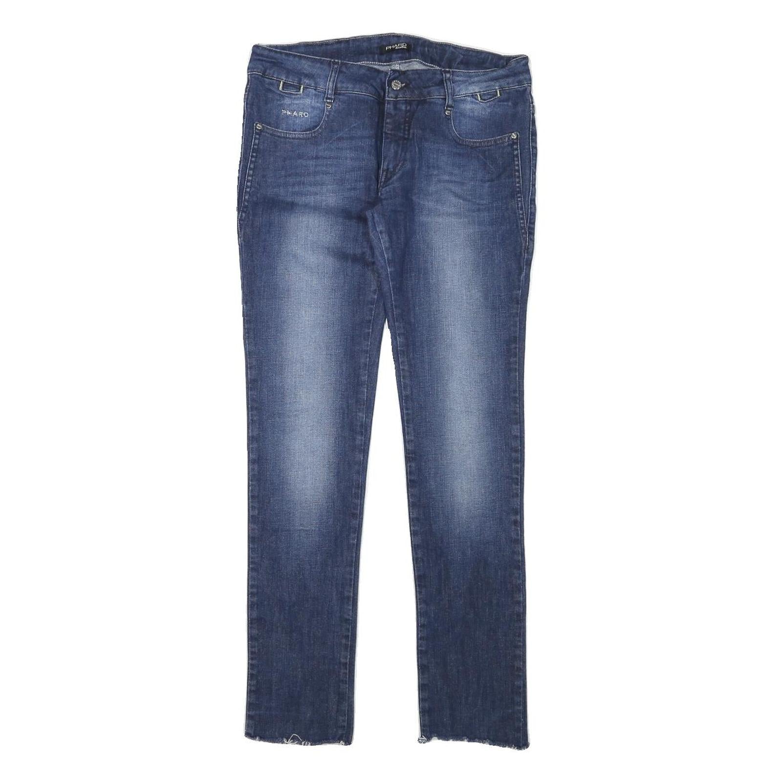 PHARD Womens Jeans Blue Slim Skinny Denim Medium W30 L30 Distressed Hem
