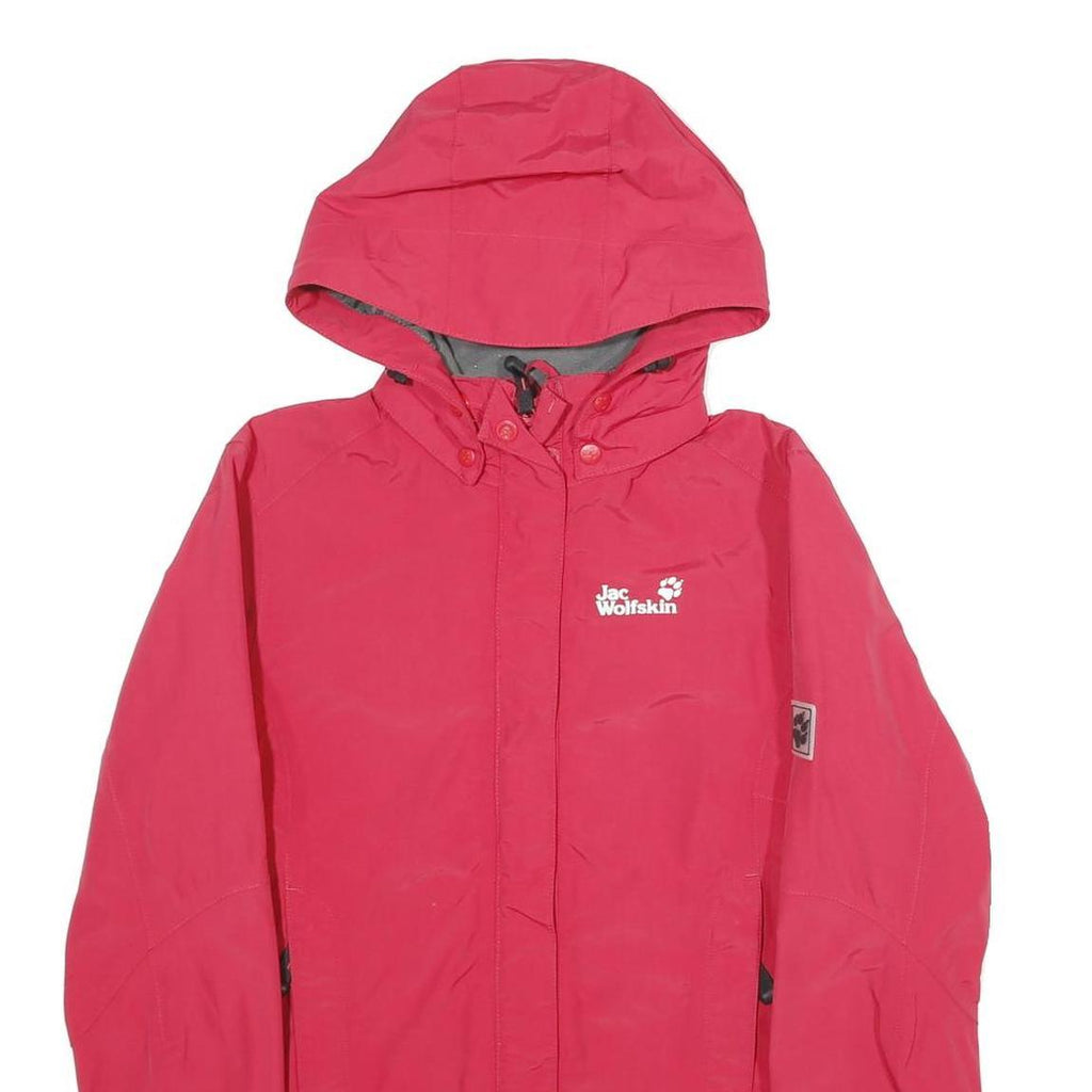 JACK WOLFSKIN Womens Red Outdoor Hooded Jacket UK 10 Polyamide Woven Plain Zip
