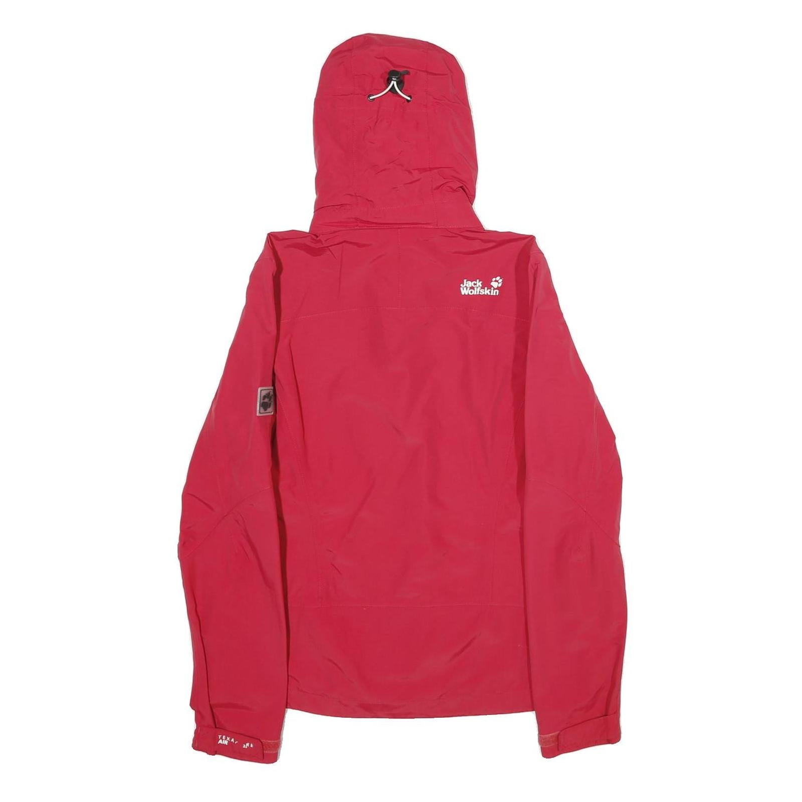 JACK WOLFSKIN Womens Red Outdoor Hooded Jacket UK 10 Polyamide Woven Plain Zip