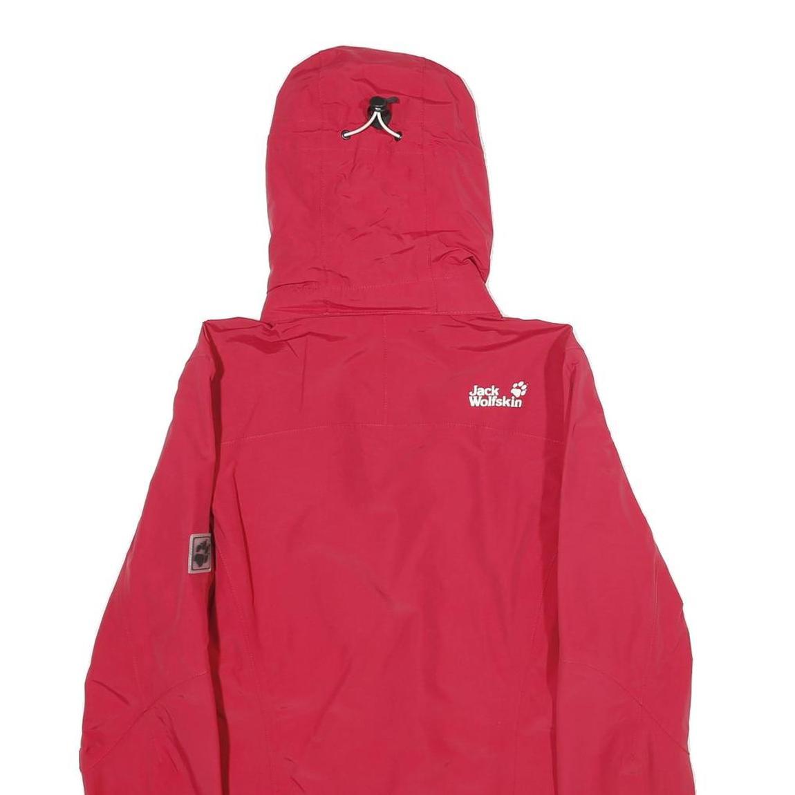 JACK WOLFSKIN Womens Red Outdoor Hooded Jacket UK 10 Polyamide Woven Plain Zip