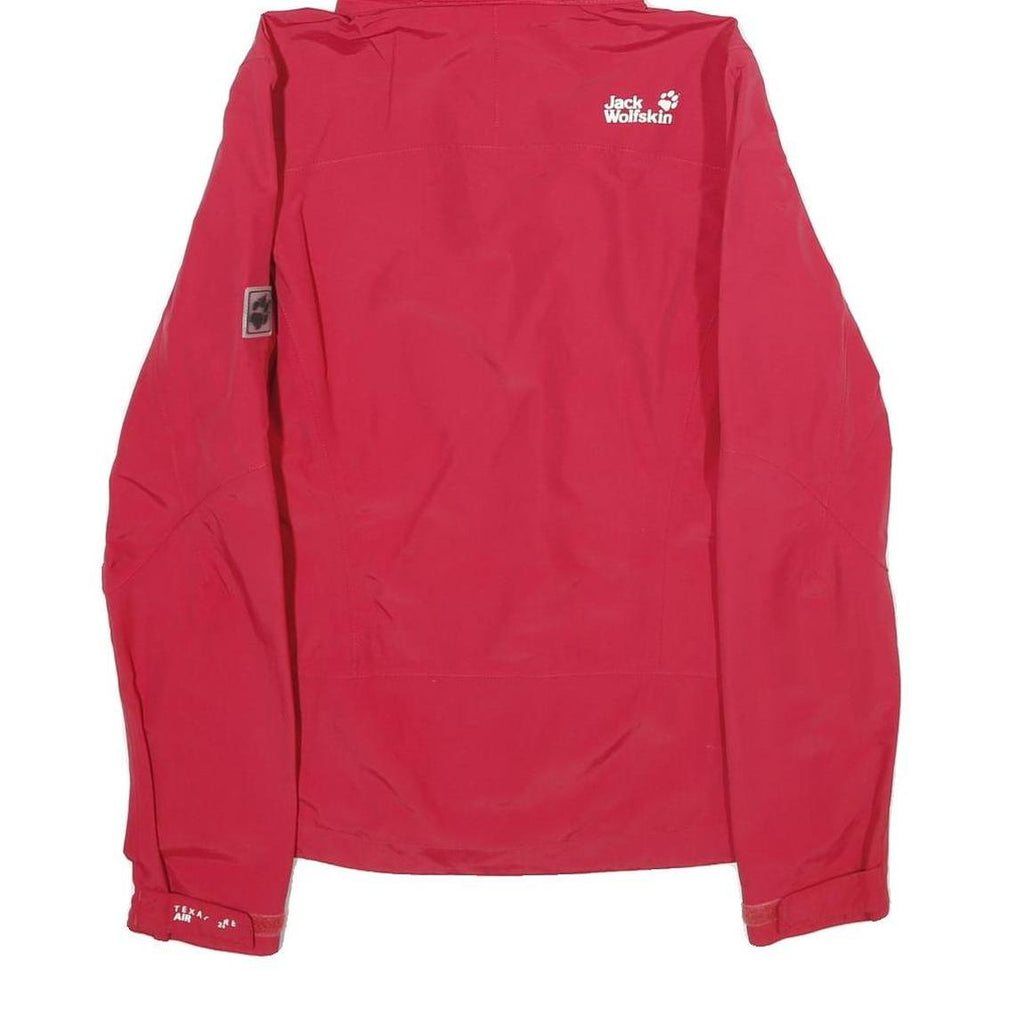 JACK WOLFSKIN Womens Red Outdoor Hooded Jacket UK 10 Polyamide Woven Plain Zip
