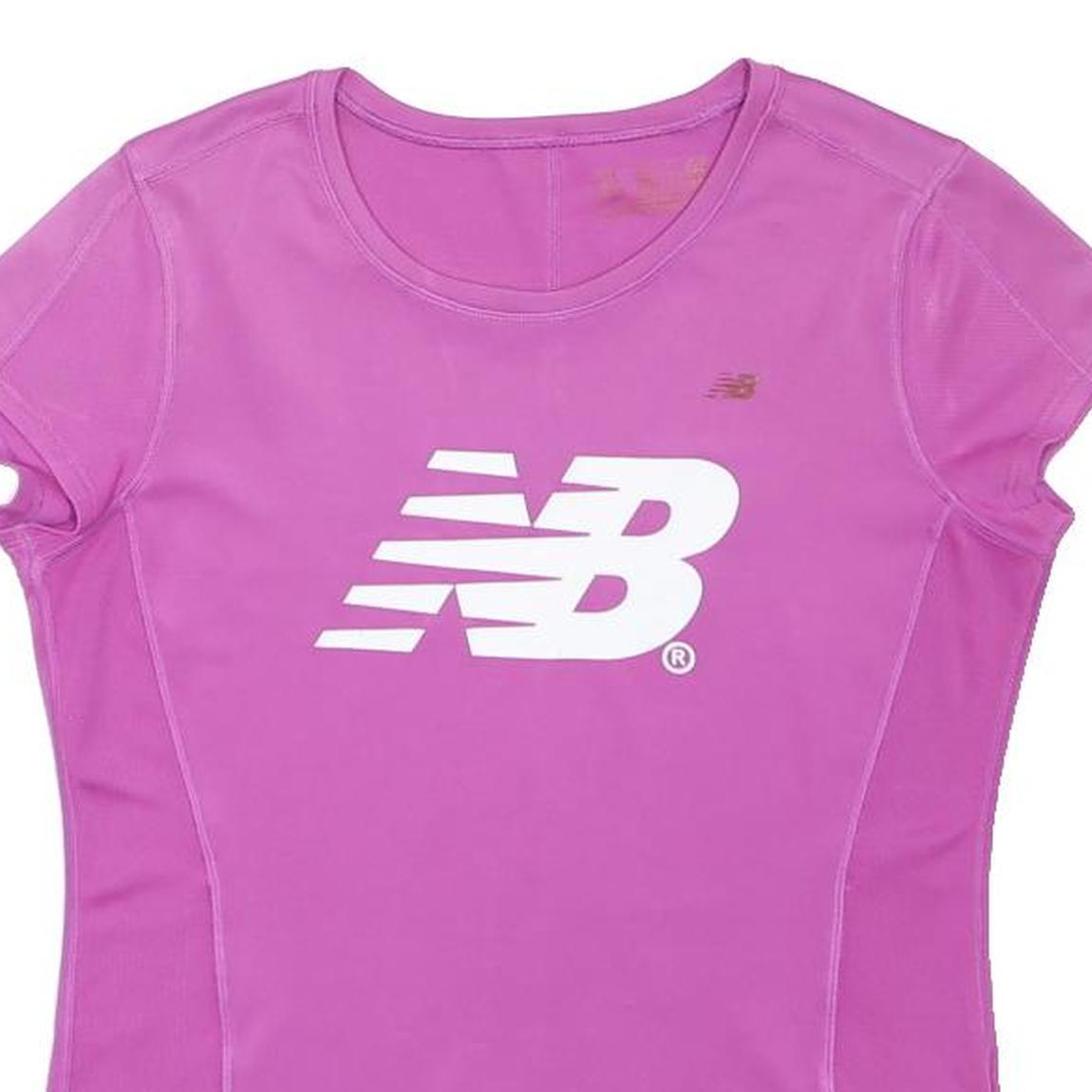 NEW BALANCE Womens Pink Graphic T-Shirt S Short Sleeve Crew Neck Performance
