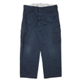 DICKIES Mens Relaxed Navy Blue Straight Cargo Trousers W36 L28 Workwear