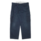 DICKIES Mens Relaxed Navy Blue Straight Cargo Trousers W36 L28 Workwear