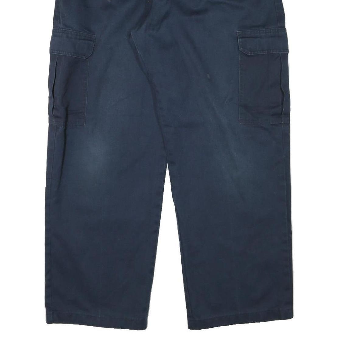 DICKIES Mens Relaxed Navy Blue Straight Cargo Trousers W36 L28 Workwear