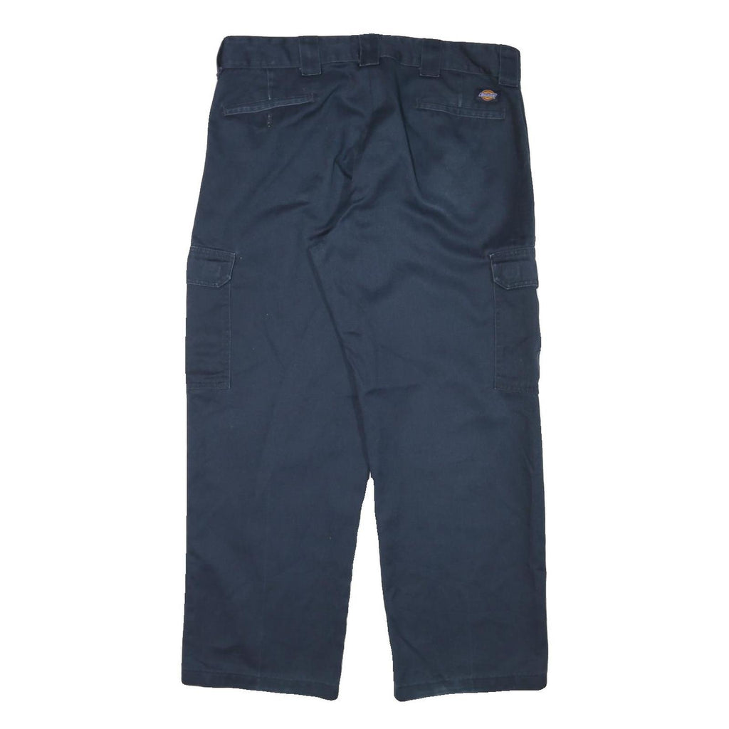 DICKIES Mens Relaxed Navy Blue Straight Cargo Trousers W36 L28 Workwear