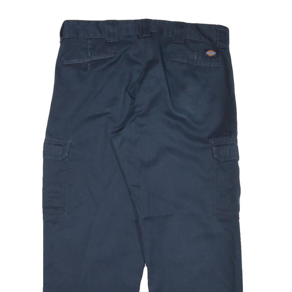 DICKIES Mens Relaxed Navy Blue Straight Cargo Trousers W36 L28 Workwear