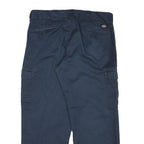 DICKIES Mens Relaxed Navy Blue Straight Cargo Trousers W36 L28 Workwear