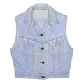 LEE Womens Blue Denim Button Sleeveless Jacket S Cotton Casual Vest