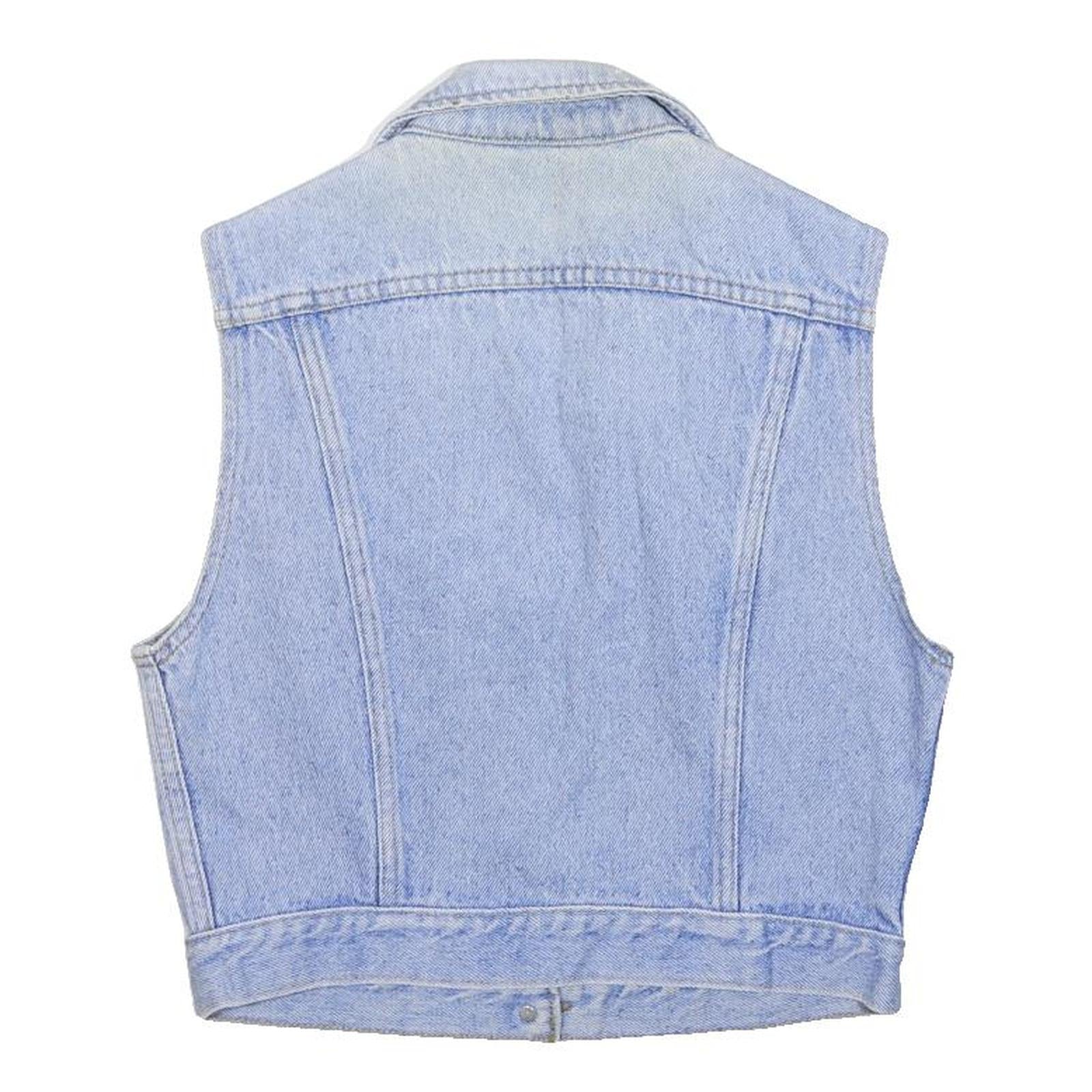 LEE Womens Blue Denim Button Sleeveless Jacket S Cotton Casual Vest