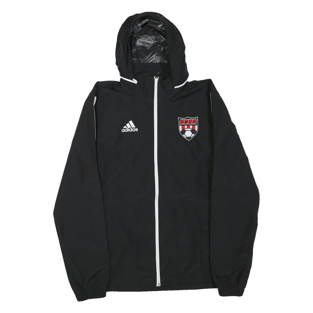 ADIDAS Mens Black White SCSA Badge Hooded Zip Jacket Polyester Blend Sportswear