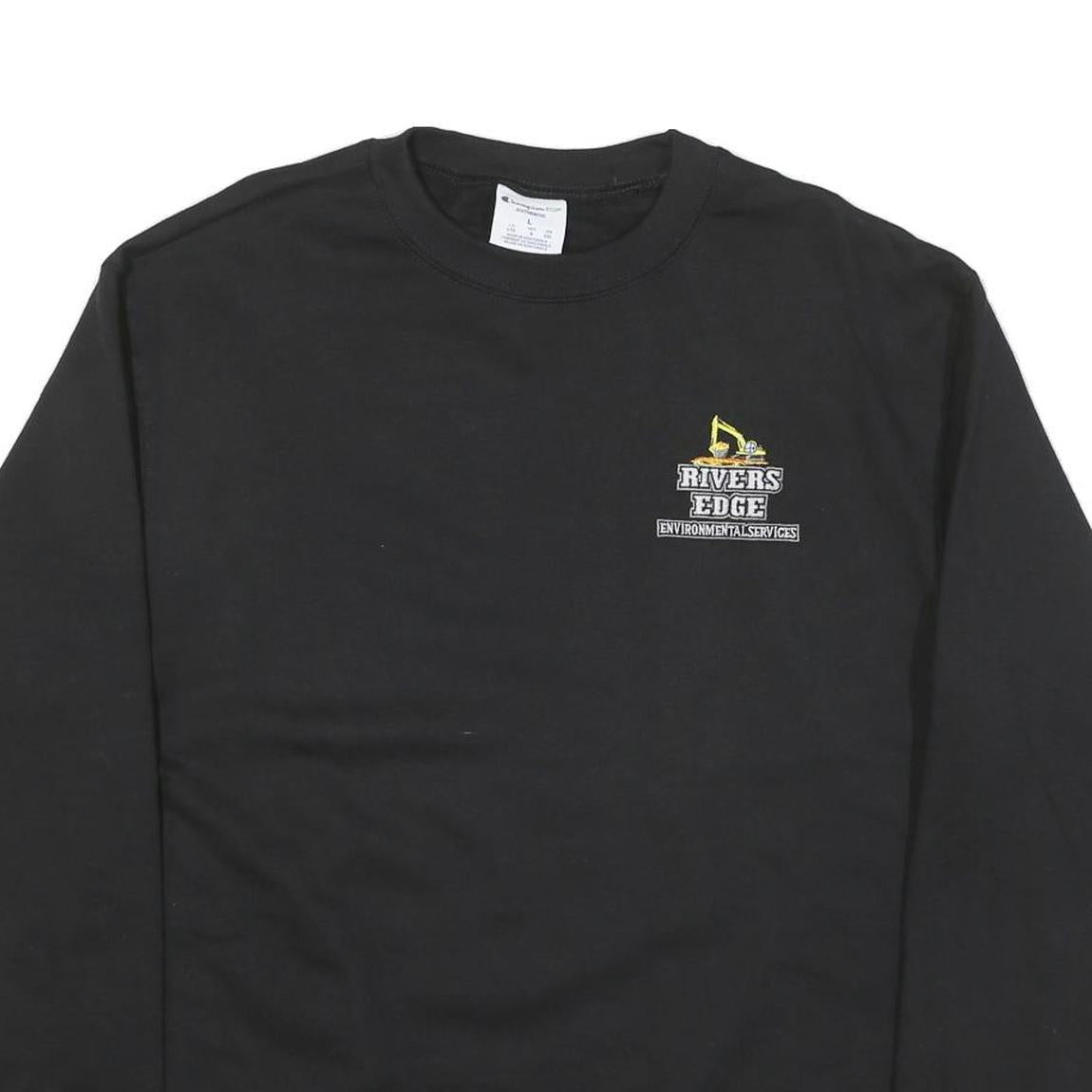 CHAMPION Mens Black Rivers Edge Environmental Crew Neck L Cotton Blend