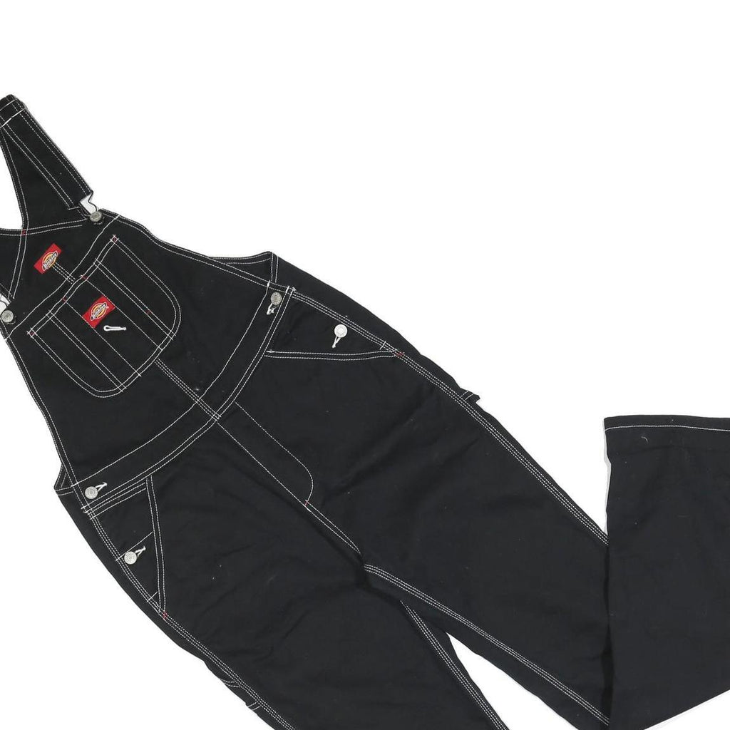 DICKIES Womens Black Cotton Blend Classic Dungarees S W30 L32 Workwear