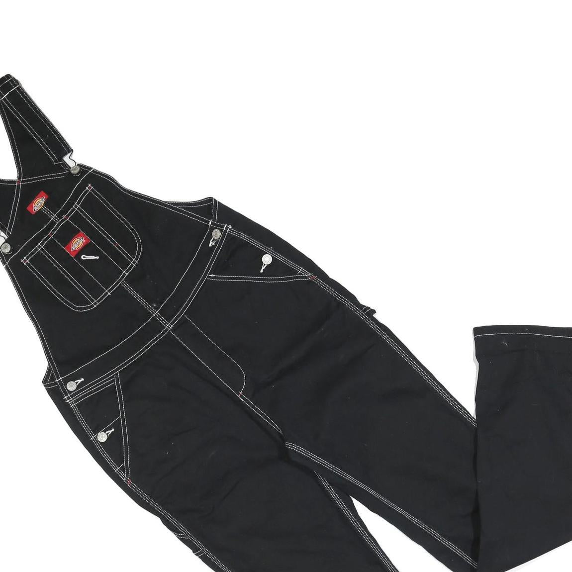 DICKIES Womens Black Cotton Blend Classic Dungarees S W30 L32 Workwear