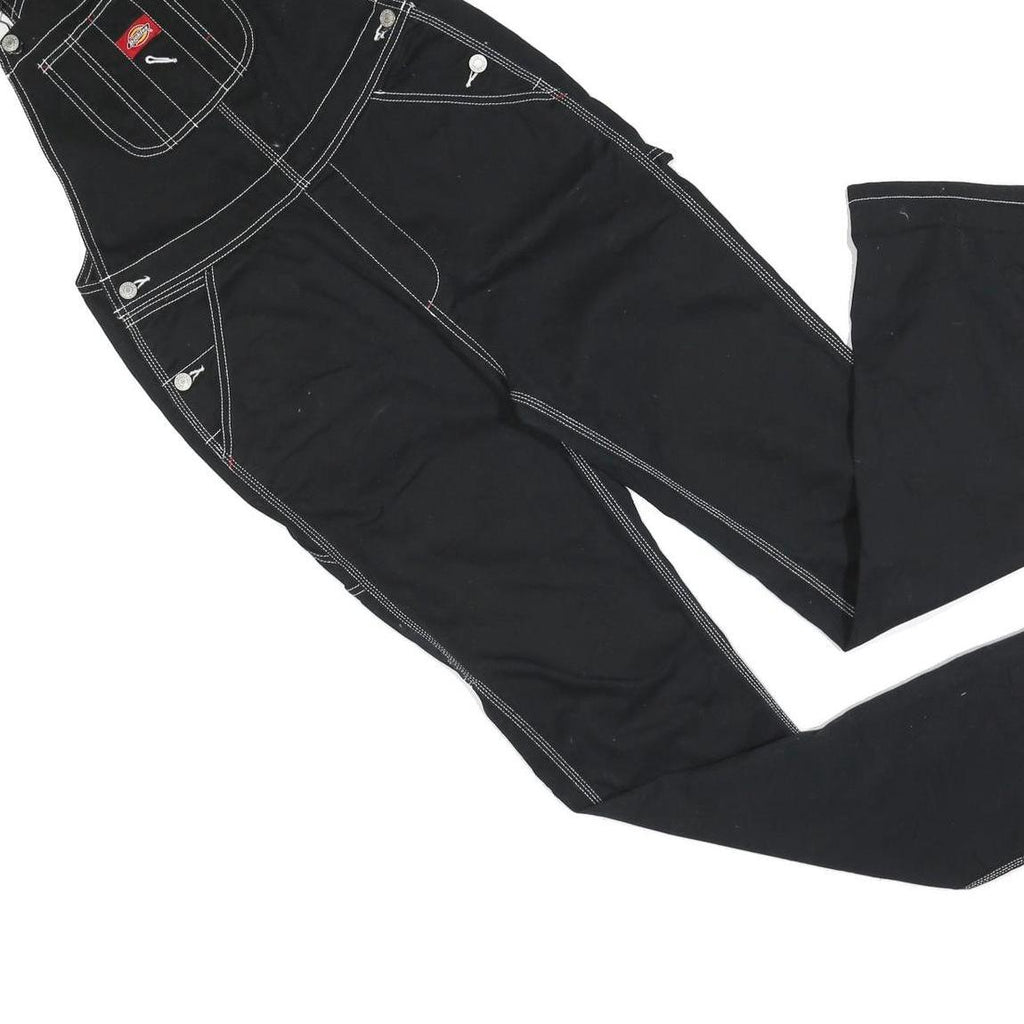 DICKIES Womens Black Cotton Blend Classic Dungarees S W30 L32 Workwear