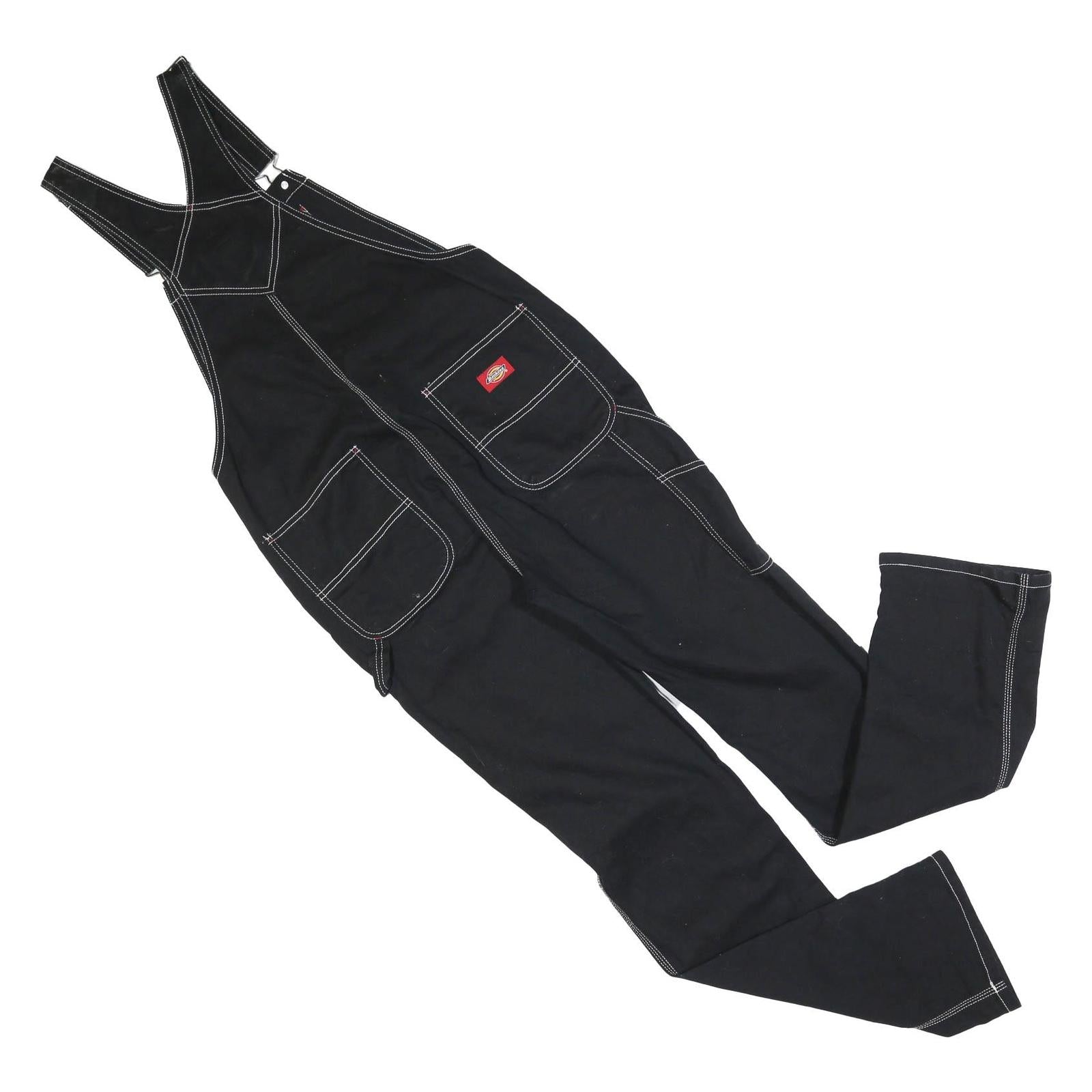 DICKIES Womens Black Cotton Blend Classic Dungarees S W30 L32 Workwear