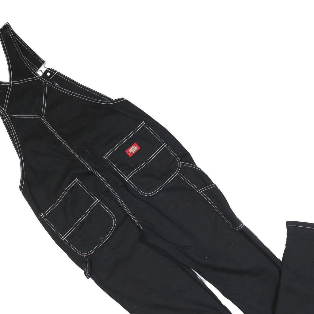 DICKIES Womens Black Cotton Blend Classic Dungarees S W30 L32 Workwear