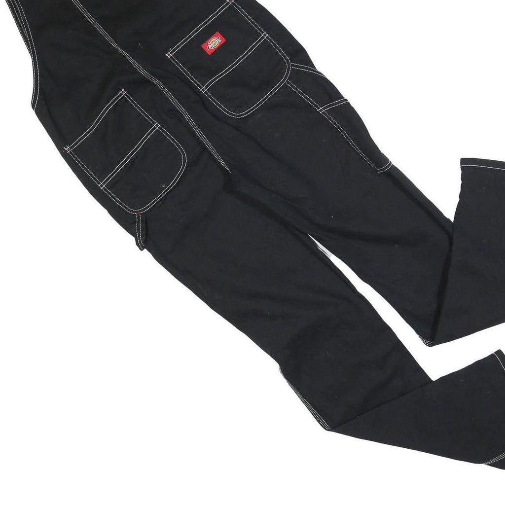 DICKIES Womens Black Cotton Blend Classic Dungarees S W30 L32 Workwear