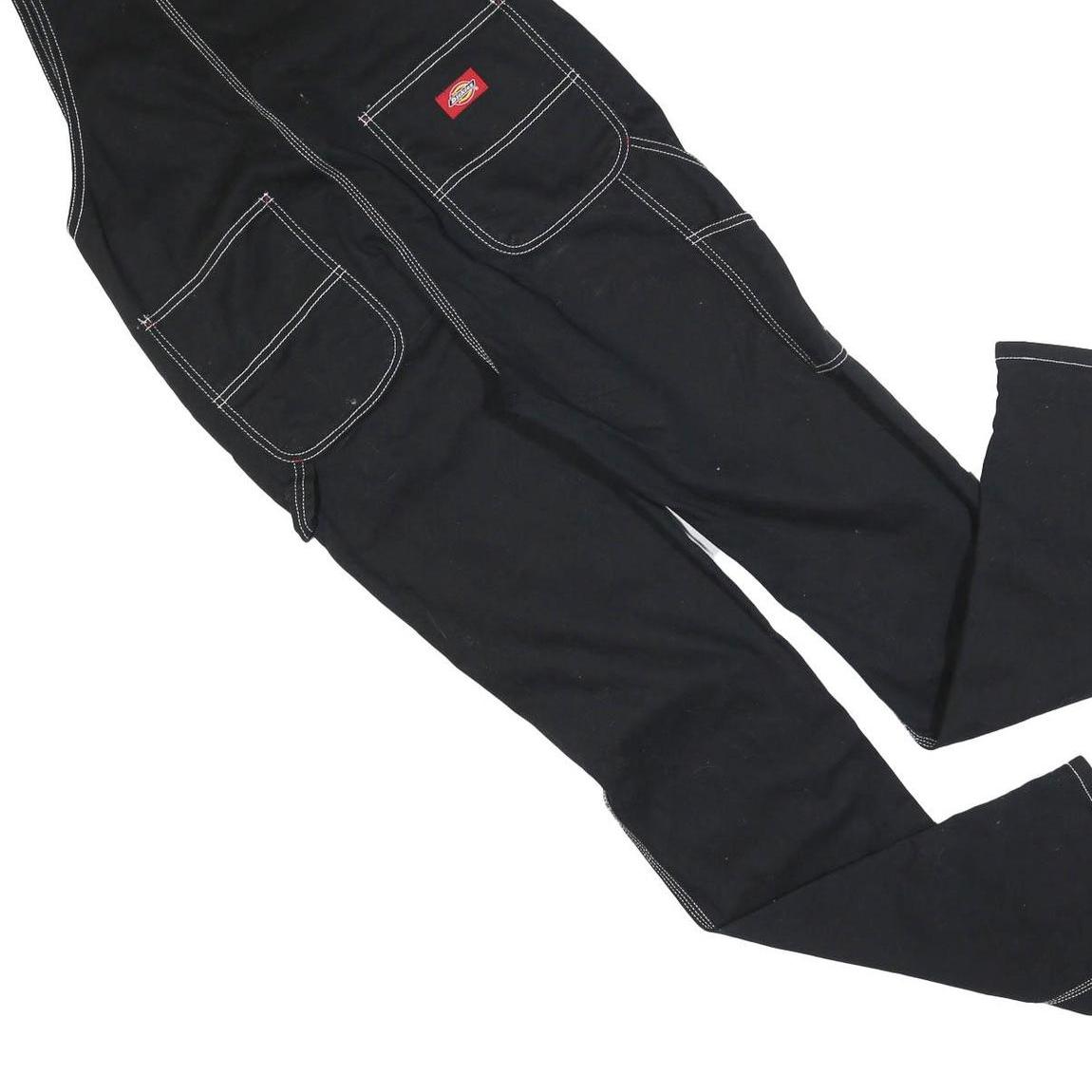 DICKIES Womens Black Cotton Blend Classic Dungarees S W30 L32 Workwear