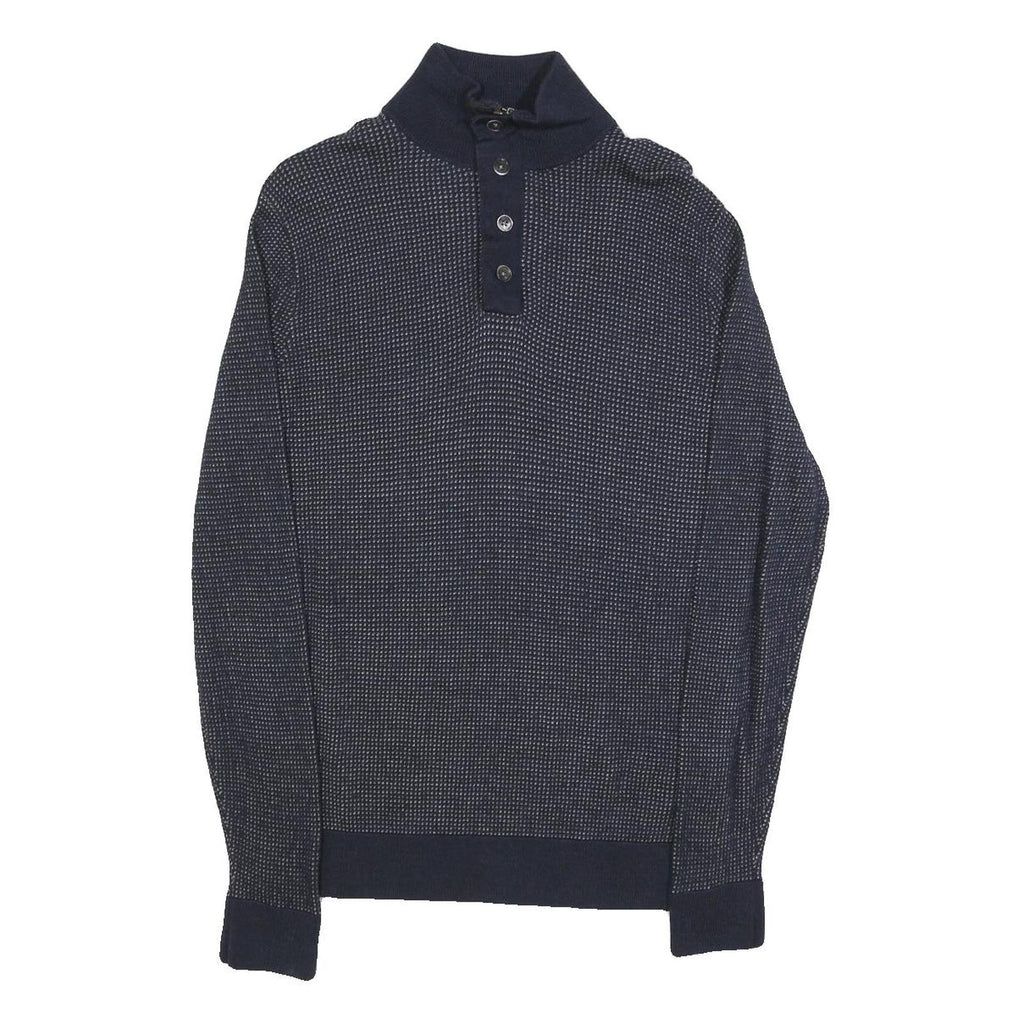 TOMMY HILFIGER Mens Navy Patterned Pullover Crew Neck Basic Knit Jumper L