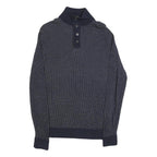 TOMMY HILFIGER Mens Navy Patterned Pullover Crew Neck Basic Knit Jumper L