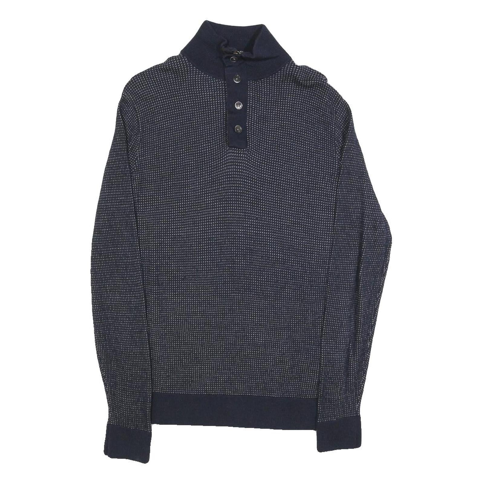 TOMMY HILFIGER Mens Navy Patterned Pullover Crew Neck Basic Knit Jumper L
