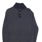 TOMMY HILFIGER Mens Navy Patterned Pullover Crew Neck Basic Knit Jumper L