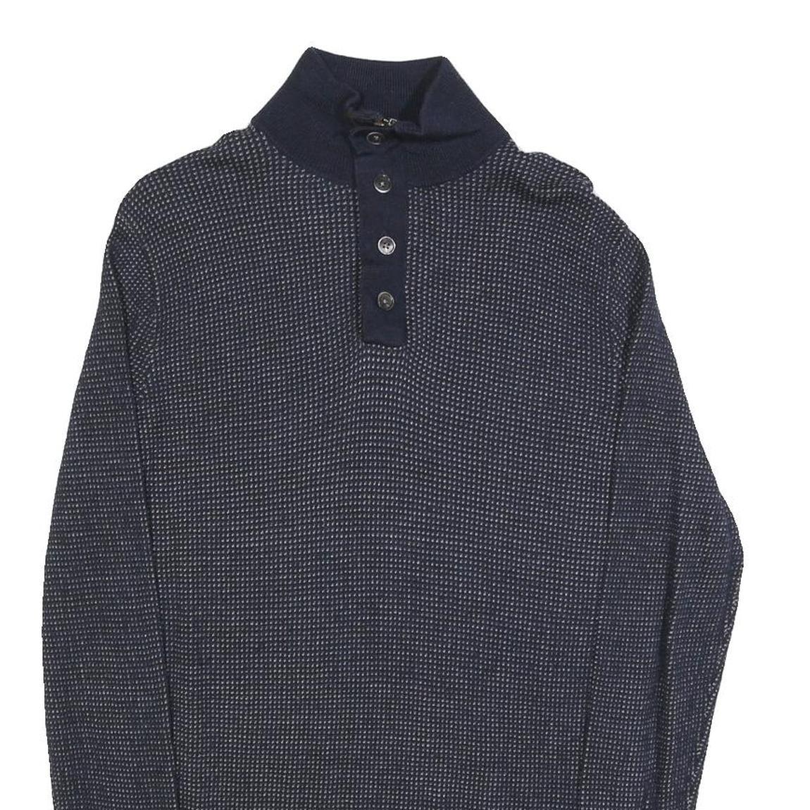 TOMMY HILFIGER Mens Navy Patterned Pullover Crew Neck Basic Knit Jumper L