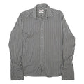 TED BAKER Mens Black & Grey Striped Shirt L Classic Cotton Long Sleeve Formal