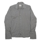 TED BAKER Mens Black & Grey Striped Shirt L Classic Cotton Long Sleeve Formal