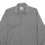 TED BAKER Mens Black & Grey Striped Shirt L Classic Cotton Long Sleeve Formal