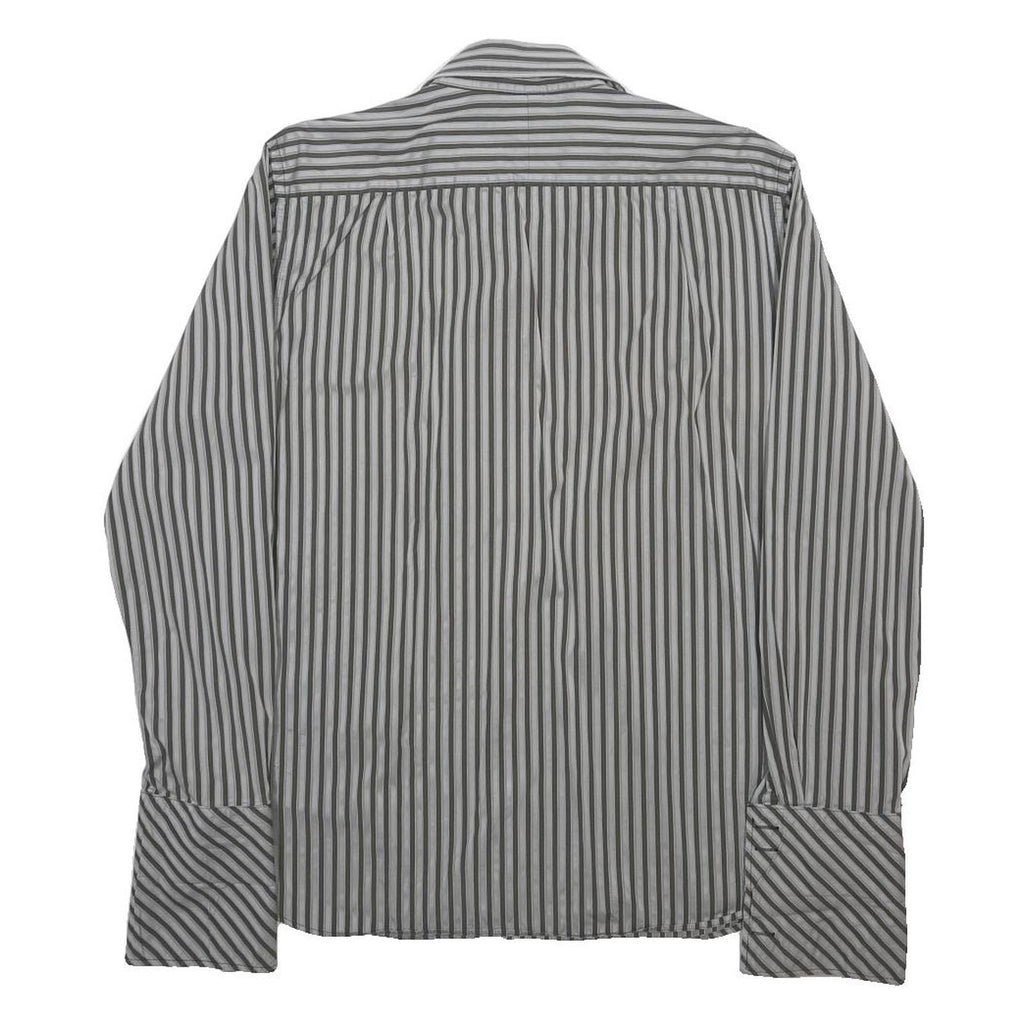 TED BAKER Mens Black & Grey Striped Shirt L Classic Cotton Long Sleeve Formal