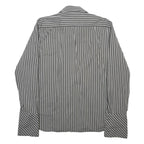 TED BAKER Mens Black & Grey Striped Shirt L Classic Cotton Long Sleeve Formal