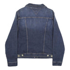 TOMMY HILFIGER Womens Blue Denim Jacket L Cotton Button Plain Classic Fit