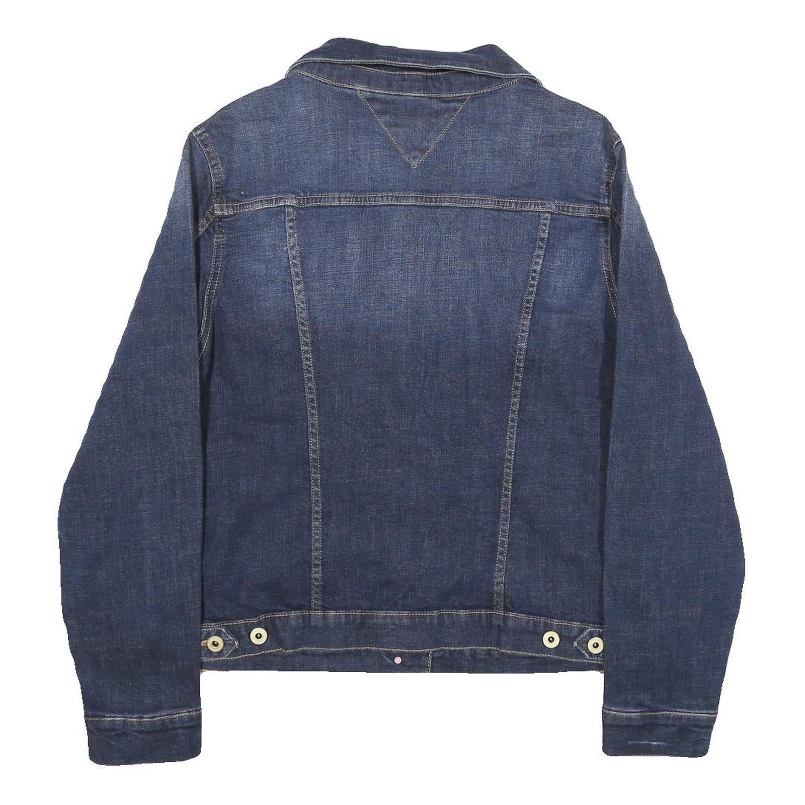 TOMMY HILFIGER Womens Blue Denim Jacket L Cotton Button Plain Classic Fit